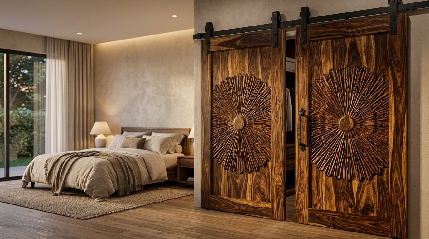 Radial Sunburst Sliding Partition - Architectural timber door concept